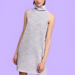 NEW ANTHROPOLOGIE Akemi+Kin Nubby Tweed Sleeveless Turtleneck Mini Dress Size M